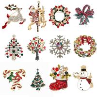 Christmas Brooches, Tibetan Style, plated, Christmas Design & different styles for choice & for woman & with rhinestone, nickel, lead & cadmium free, 30-60mm, Sold By PC