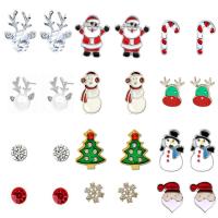 Christmas Earrings Zinc Alloy with Crystal plated Christmas jewelry & for woman & with rhinestone nickel lead & cadmium free 20mm Sold By Pair