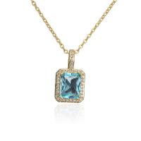 Cubic Zircon Micro Pave Brass Necklace, Square, 18K gold plated, micro pave cubic zirconia & for woman, more colors for choice, 6x21mm, Length:Approx 17.72 Inch, Sold By PC