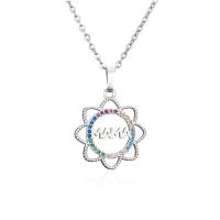 Brass Necklace Flower plated Mother Day Jewelry & micro pave cubic zirconia & for woman & hollow Length Approx 17.72 Inch Sold By PC
