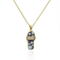 Cubic Zircon Micro Pave Brass Necklace Shoes 18K gold plated evil eye pattern & micro pave cubic zirconia & for woman & enamel Length Approx 17.72 Inch Sold By PC