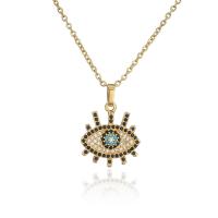 Cubic Zircon Micro Pave Brass Necklace Eye 18K gold plated & micro pave cubic zirconia & for woman Length Approx 17.72 Inch Sold By PC