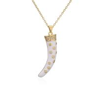 Cubic Zircon Micro Pave Brass Necklace Horn 18K gold plated & micro pave cubic zirconia & for woman & enamel Length Approx 17.72 Inch Sold By PC