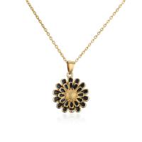Messing Halskette, Sonnenblume, 18K vergoldet, für Frau & Emaille, keine, 21x27mm, Länge ca. 17.72 ZollInch, verkauft von PC