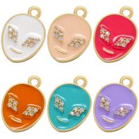 Cubic Zirconia Micro Pave Brass Pendant, Alien, gold color plated, micro pave cubic zirconia & enamel, more colors for choice, 11.50x16.50mm, Hole:Approx 2mm, 5PCs/Lot, Sold By Lot