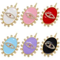 Cubic Zirconia Micro Pave Brass Pendant, gold color plated, with eye pattern & micro pave cubic zirconia & enamel, more colors for choice, 17.50x26.50mm, Hole:Approx 1mm, 5PCs/Lot, Sold By Lot