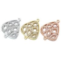 Cubic Zirconia Micro Pave Brass Connector, plated, micro pave cubic zirconia & hollow, more colors for choice, 18x23mm, Hole:Approx 1mm, 10PCs/Lot, Sold By Lot