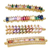Cubic Zirconia Micro Pave Brass Connector, gold color plated, different styles for choice & micro pave cubic zirconia, 10PCs/Lot, Sold By Lot