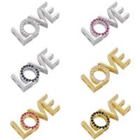 Cubic Zirconia Micro Pave Brass Pendant Alphabet Letter plated for woman & with rhinestone & hollow Sold By Lot