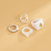 Cink Alloy Ring Set, Cink ötvözet, -val Réz bevonatú műanyag & Akril, 4 darab & a nő, nikkel, ólom és kadmium mentes, Által értékesített Set