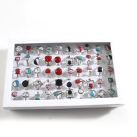 Turkoois ringen, Zinc Alloy, met turkoois, Verstelbare & uniseks, gemengde kleuren, 4x18mm-11x24mm, Maat:5.5, 50pC's/box, Verkocht door box