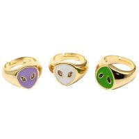 Cubic Zirconia Micro Pave Brass Ring Alien Adjustable & micro pave cubic zirconia & for woman & enamel Sold By PC