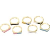 Brass Cuff Finger Ring, Adjustable & for woman & enamel, more colors for choice, 17x17x4mm, Sold By PC