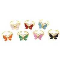Brass Cuff Finger Ring, Butterfly, Adjustable & for woman & enamel, more colors for choice, 14x16x2mm, Sold By PC