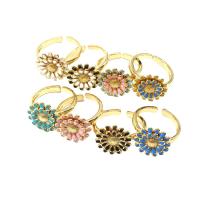 Brass Cuff Finger Ring, Flower, Adjustable & for woman & enamel, more colors for choice, 15x15x3mm, Sold By PC