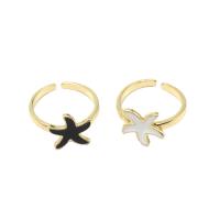Brass Cuff Finger Ring, Starfish, Adjustable & for woman & enamel, more colors for choice, 12x13x2mm, Sold By PC