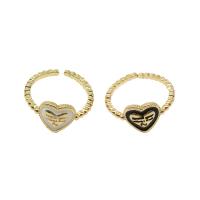 Brass Cuff Finger Ring, Heart, Adjustable & for woman & enamel, more colors for choice, 10x9x2mm, Sold By PC
