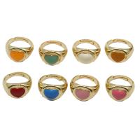 Brass δάχτυλο του δακτυλίου, Ορείχαλκος, Καρδιά, Ρυθμιζόμενο & για τη γυναίκα & σμάλτο, περισσότερα χρώματα για την επιλογή, 18x18x14mm, Sold Με PC