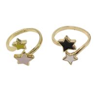 Brass Cuff Finger Ring, Star, Adjustable & for woman & enamel, more colors for choice, 17x17x2mm, Sold By PC