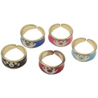 Brass Cuff Finger Ring Adjustable & with eye pattern & for woman & enamel Sold By PC
