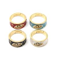 Cúbicos Circonia Micro Pave anillo de latón, metal, Ajustable & con patrón de ojo & micro arcilla de zirconia cúbica & para mujer & esmalte, más colores para la opción, 17x17x9mm, Vendido por UD