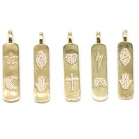 Cubic Zirconia Micro Pave Brass Pendant, Rectangle, micro pave cubic zirconia, golden, 41x9x2mm, Sold By PC