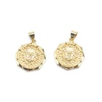 Brass Jewelry Pendants Round DIY golden Sold By PC