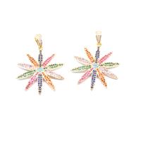 Cubic Zirconia Micro Pave Brass Pendant, Flower, micro pave cubic zirconia, multi-colored, 32x30x2mm, Sold By PC