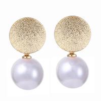 Zinc Alloy Drop Earrings with Plastic Pearl fashion jewelry & for woman white Sold By Pair