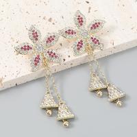 Tibetan Style Drop Earrings, Flower, fashion jewelry & for woman & with rhinestone, Sold By Pair