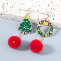 Christmas Earrings, Tibetan Style, with Caddice & acrylic rhinestone, Christmas Design & fashion jewelry & for woman & enamel, Sold By Pair