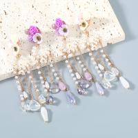 Mode-Fringe-Ohrringe, Zinklegierung, mit ABS-Kunststoff-Perlen & Harz, Modeschmuck & für Frau, keine, verkauft von Paar