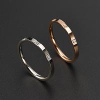 Rhinestone Stainless Steel Finger Ring 18K rose gold plated & for woman 2mm Sold By PC