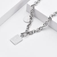 Stainless Steel Jewelry Necklace, polished, rolo chain & for man, silver color, 17x22x15mm, Length:Approx 23.62 Inch, Sold By PC
