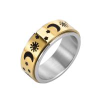 Titanium Staal Finger Ring, Anoint, zon en maan & uniseks & verschillende grootte voor keus, gouden, 8mm, Verkocht door PC