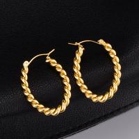 Stainless Steel Hoop Earring 316L Stainless Steel gold color plated for woman golden Sold By Pair