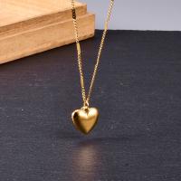 Edelstahl Schmuck Halskette, 316 L Edelstahl, mit Verlängerungskettchen von 5cm, Herz, goldfarben plattiert, für Frau, goldfarben, 12x12mm, Länge:ca. 40 cm, verkauft von PC
