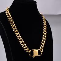 Stainless Steel Chain Necklace, 316L Stainless Steel, gold color plated, curb chain & for woman, golden, 30mm, Length:Approx 40 cm, Sold By PC