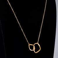 Stainless Steel Jewelry Necklace 316L Stainless Steel Geometrical Pattern gold color plated round link chain & for woman golden 30mm Length Approx 50 cm Sold By PC