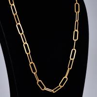 Cadena de Collar, acero inoxidable 316L, Patrón Geométrico, chapado en color dorado, cadena oval & para mujer, dorado, longitud aproximado 45 cm, Vendido por UD