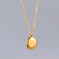 Stainless Steel Jewelry Necklace, 316L Stainless Steel, Geometrical Pattern, gold color plated, round link chain & for woman, golden, 15x20mm, Length:Approx 48 cm, Sold By PC