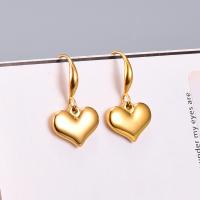 Stainless Steel Drop Earring 316L Stainless Steel Heart gold color plated for woman golden Sold By Pair