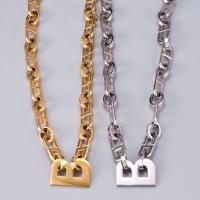 Edelstahl Schmuck Halskette, 316 L Edelstahl, Buchstabe B, plattiert, Mariner-Kette & für Frau, keine, Länge:ca. 45 cm, verkauft von PC