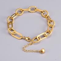 Stainless Steel Jewelry Bracelet, 316L Stainless Steel, with 6cm extender chain, Geometrical Pattern, gold color plated, oval chain & for woman, golden, 7mm, Length:Approx 16 cm, Sold By PC