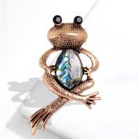 Tibetan Style Brooches, with Abalone Shell, Frog, plated, Unisex, more colors for choice, 58x28mm, Sold By PC