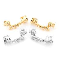 Zinc Alloy Earring Cuff Skull plated micro pave cubic zirconia & for woman golden Sold By Pair