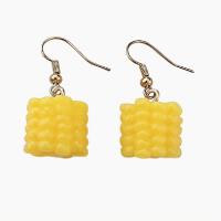 Resin Earring Corn & for woman yellow Sold By Pair