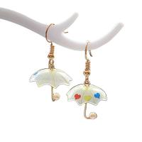 Boucle d'oreille bijoux acrylique, avec perle de plastique & alliage de zinc, parapluie, pour femme, plus de couleurs à choisir, 20x40mm, Vendu par paire