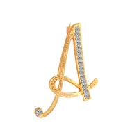 Tibetan Style Brooches, Alphabet Letter, plated, different styles for choice & for woman & with rhinestone, more colors for choice, 50mm, Sold By PC