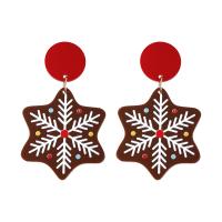 Boucles d'oreilles de Noël, Acrylique, avec alliage de zinc, Conception de Noël & styles différents pour le choix & pour femme, plus de couleurs à choisir, 32x53mm, Vendu par paire
